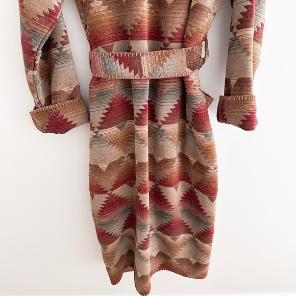 Vintage Southwestern Blanket Robe Tribal Pattern Belted Duster Boho Western XL - Picture 9 of 10